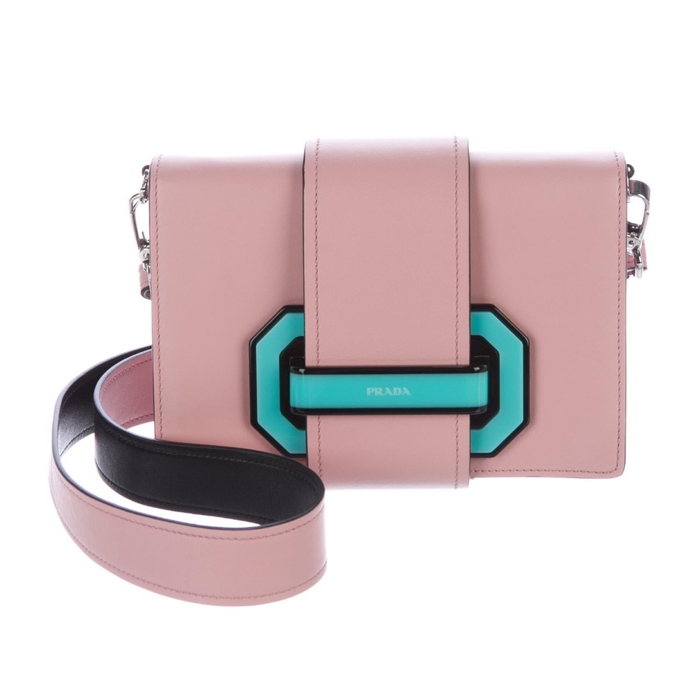 2017 Prada City Calf Plex Ribbon Geometric Small Bag